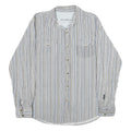 BUM JEANS CO Mens Blue Beige Striped Shirt M Casual Cotton Button Shirt