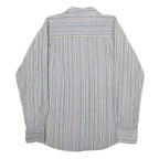 BUM JEANS CO Mens Blue Beige Striped Shirt M Casual Cotton Button Shirt
