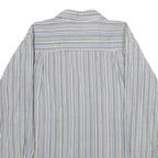 BUM JEANS CO Mens Blue Beige Striped Shirt M Casual Cotton Button Shirt