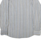 BUM JEANS CO Mens Blue Beige Striped Shirt M Casual Cotton Button Shirt