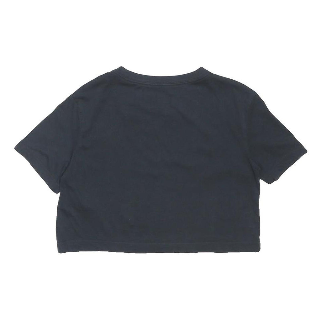NIKE Womens Black Crop T-Shirt XS Short Sleeve Crew Neck Cotton Blend Logo