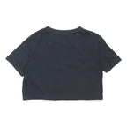 NIKE Womens Black Crop T-Shirt XS Short Sleeve Crew Neck Cotton Blend Logo