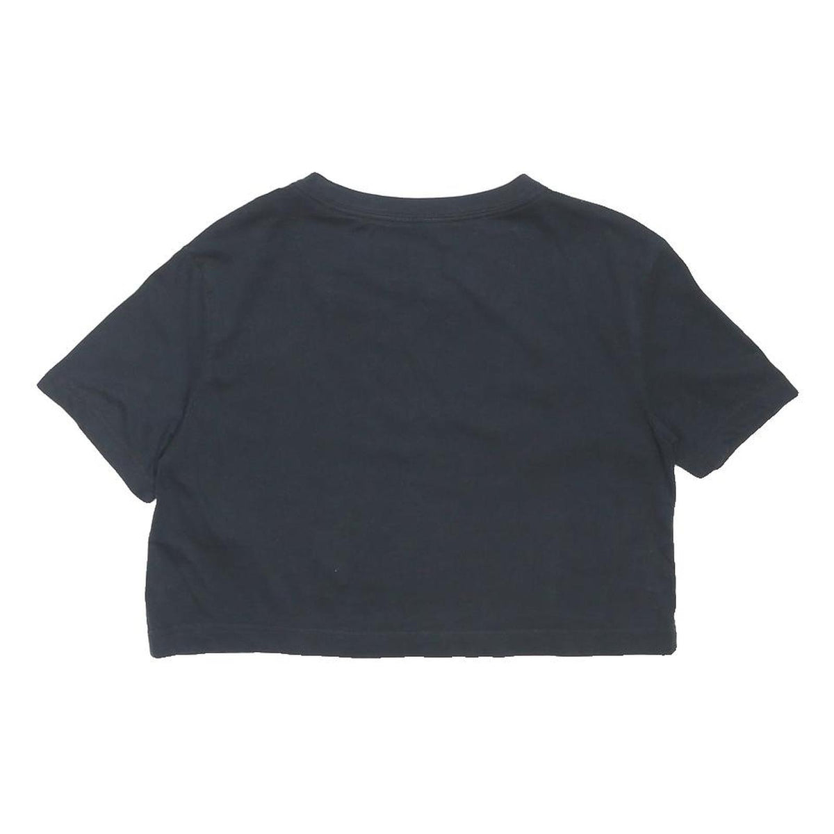 NIKE Womens Black Crop T-Shirt XS Short Sleeve Crew Neck Cotton Blend Logo