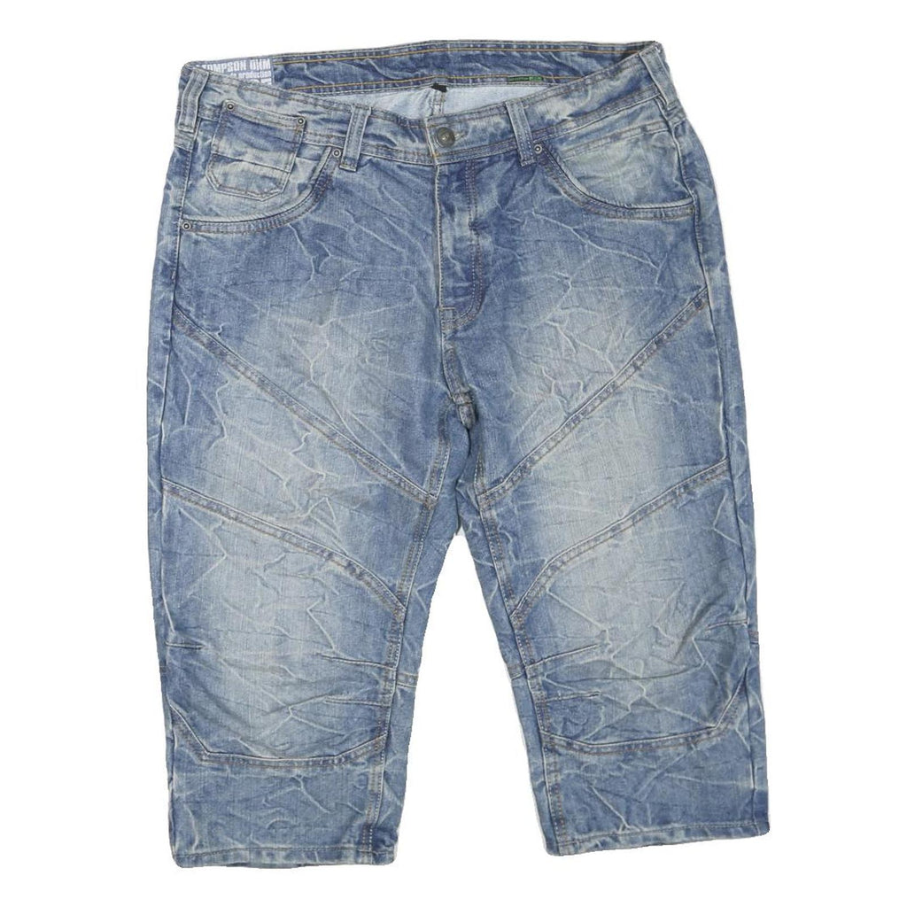 TOM TOMPSON Mens Denim Blue Casual Shorts M W34 Stylish Stitch Detail