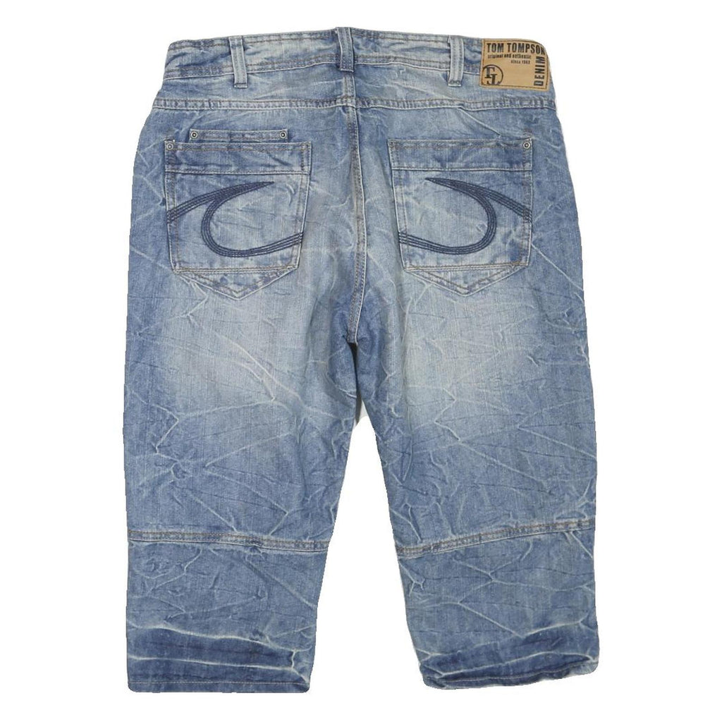 TOM TOMPSON Mens Denim Blue Casual Shorts M W34 Stylish Stitch Detail