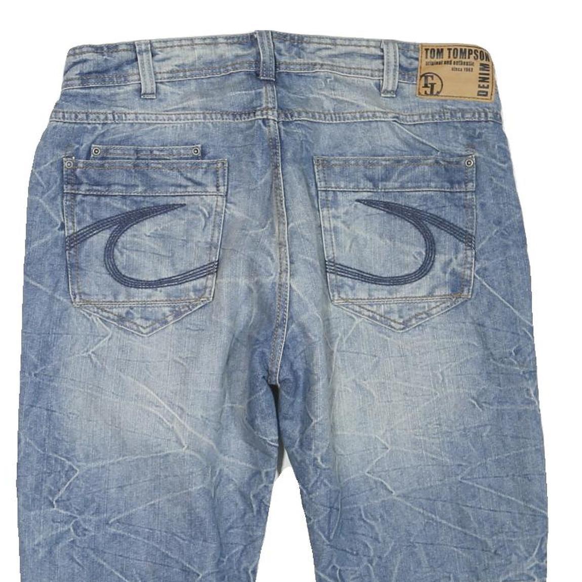 TOM TOMPSON Mens Denim Blue Casual Shorts M W34 Stylish Stitch Detail