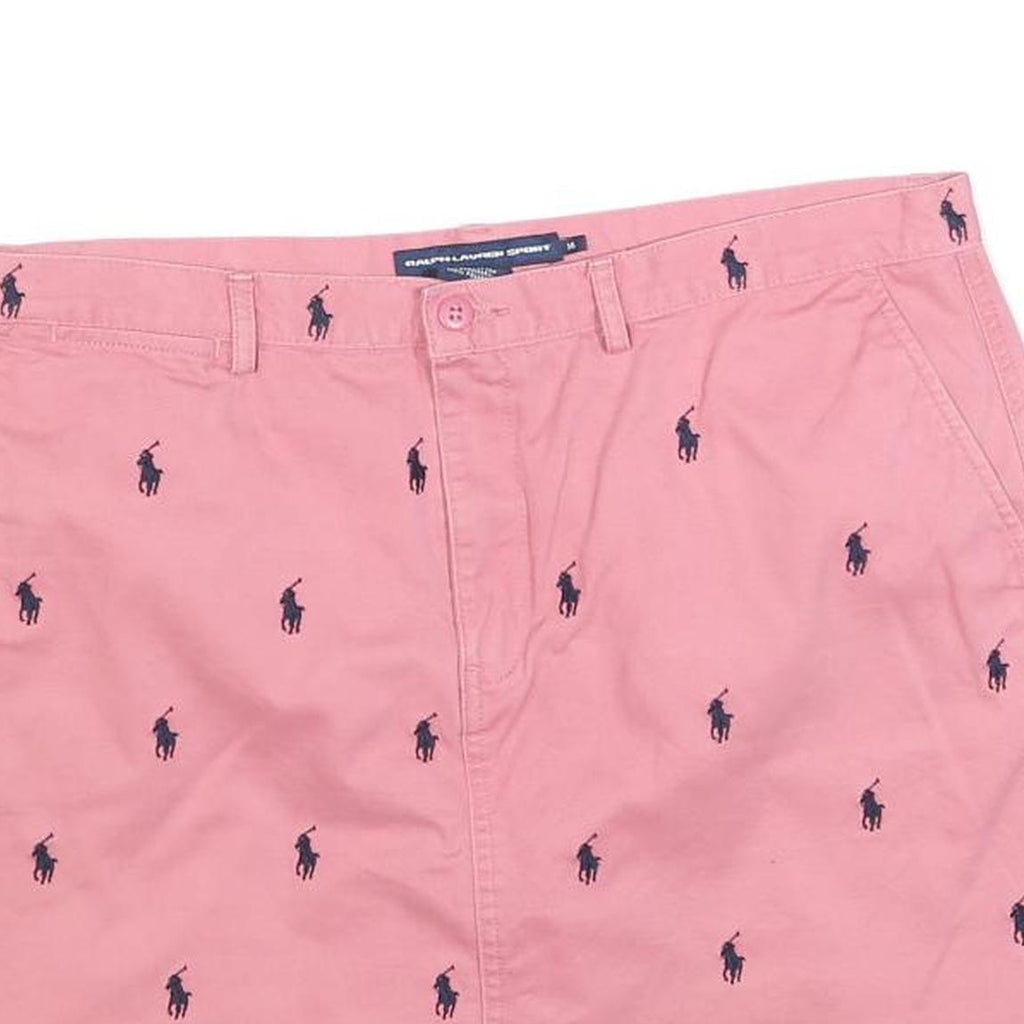 RALPH LAUREN SPORT Womens Pink Cotton Blend Mini Woven Polo Player Print XL