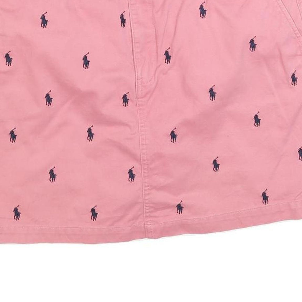 RALPH LAUREN SPORT Womens Pink Cotton Blend Mini Woven Polo Player Print XL