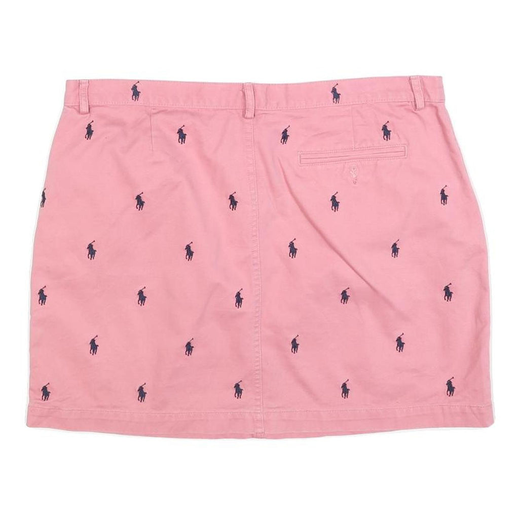 RALPH LAUREN SPORT Womens Pink Cotton Blend Mini Woven Polo Player Print XL