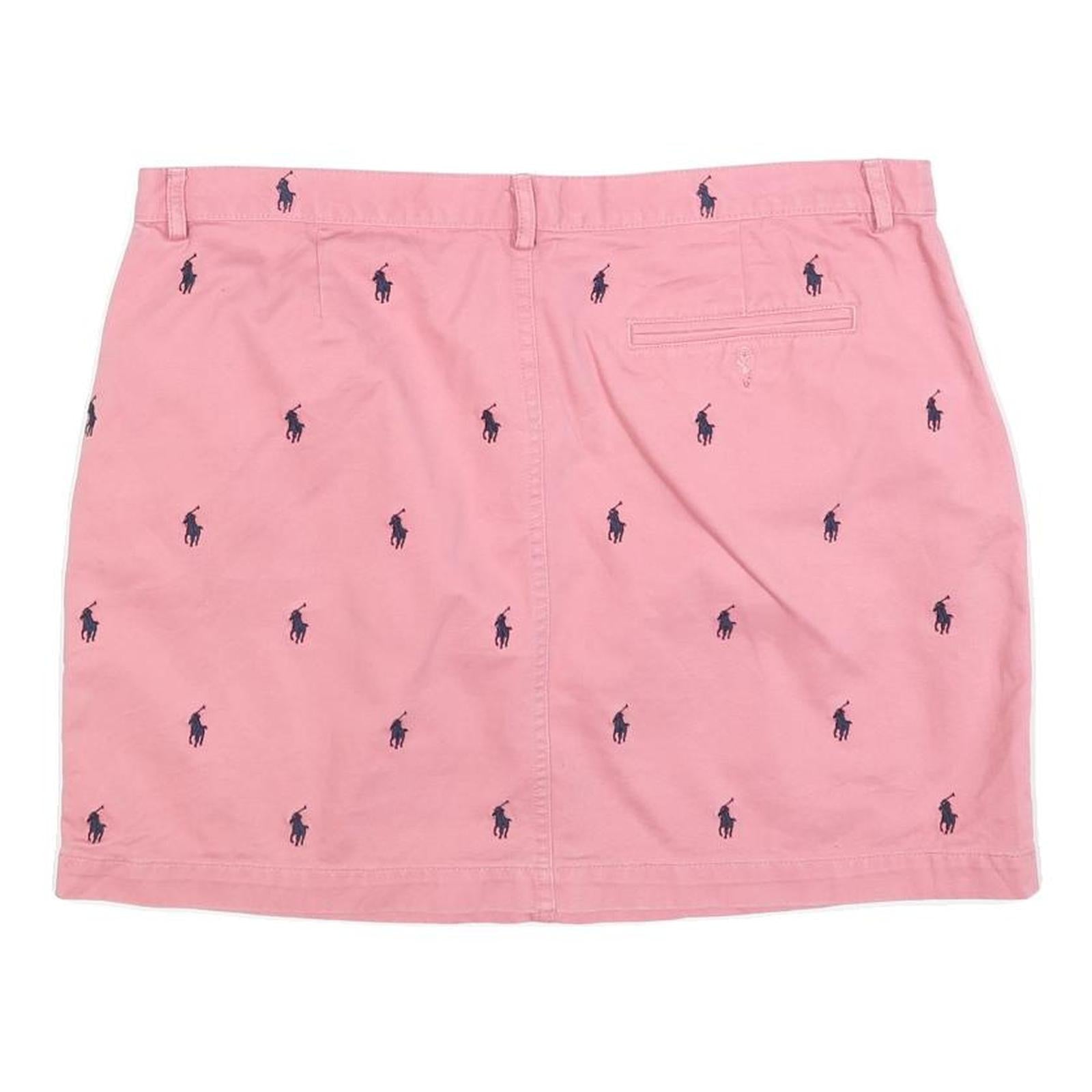 RALPH LAUREN SPORT Womens Pink Cotton Blend Mini Woven Polo Player Print XL