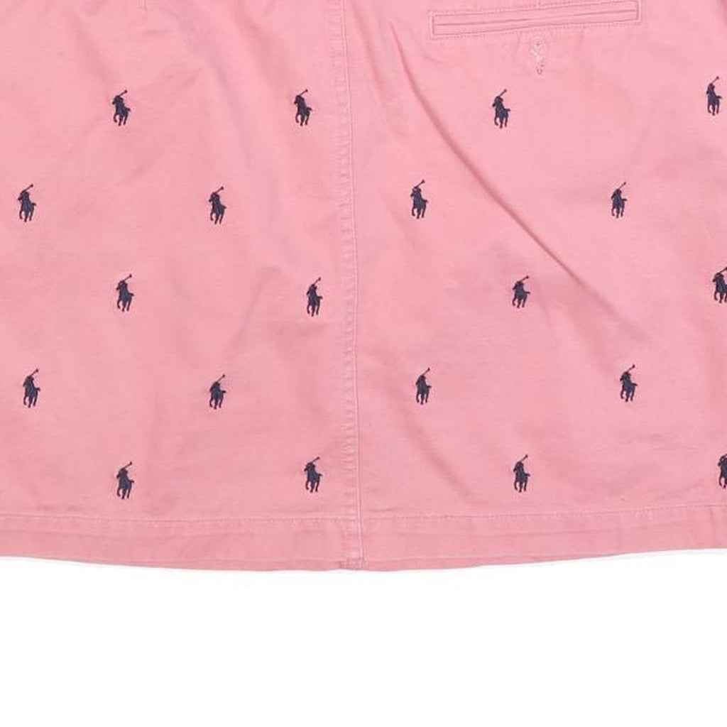 RALPH LAUREN SPORT Womens Pink Cotton Blend Mini Woven Polo Player Print XL