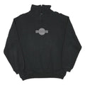GREYSTONE Mens Black Cotton Blend Pullover Sweatshirt L Half Zip Casual