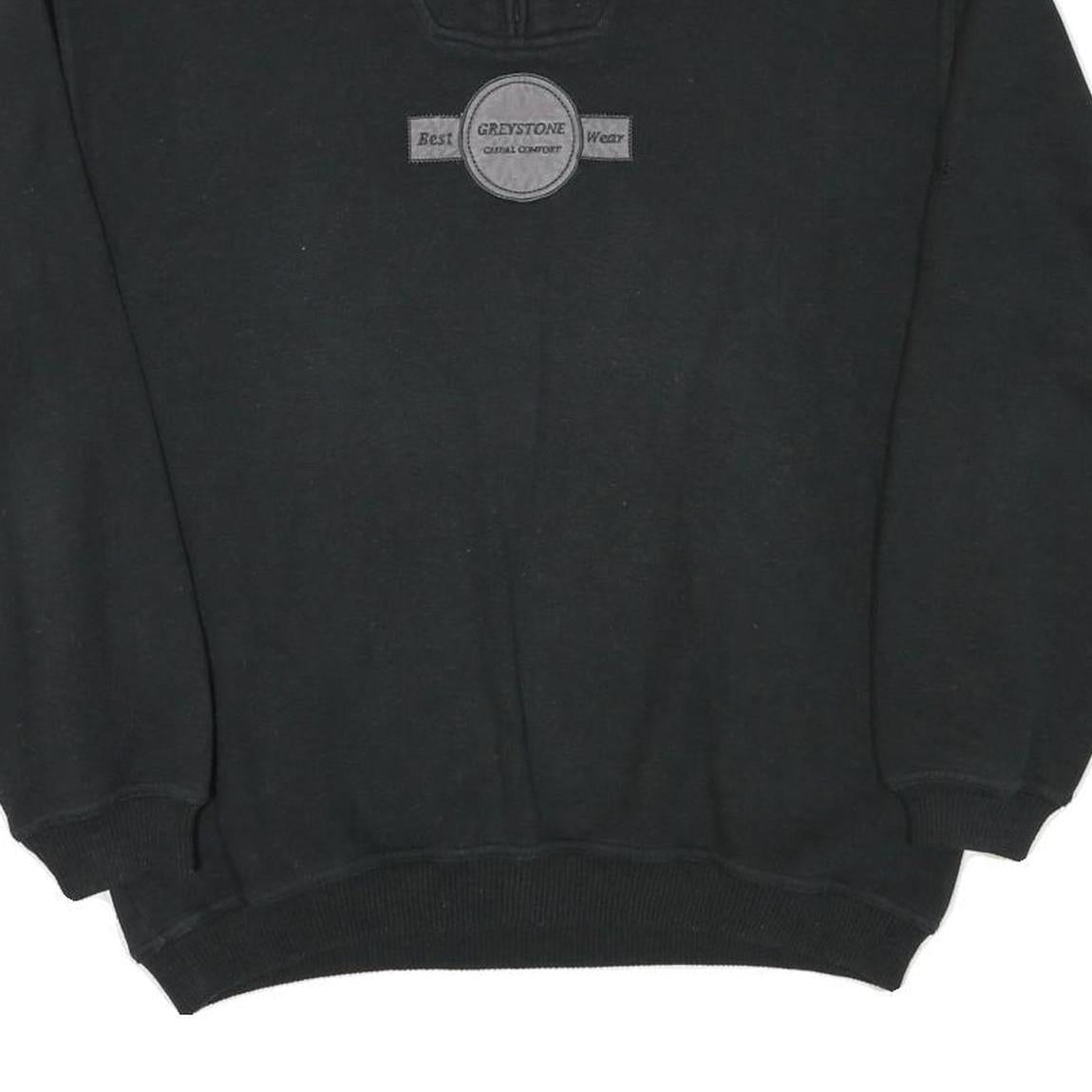 GREYSTONE Mens Black Cotton Blend Pullover Sweatshirt L Half Zip Casual