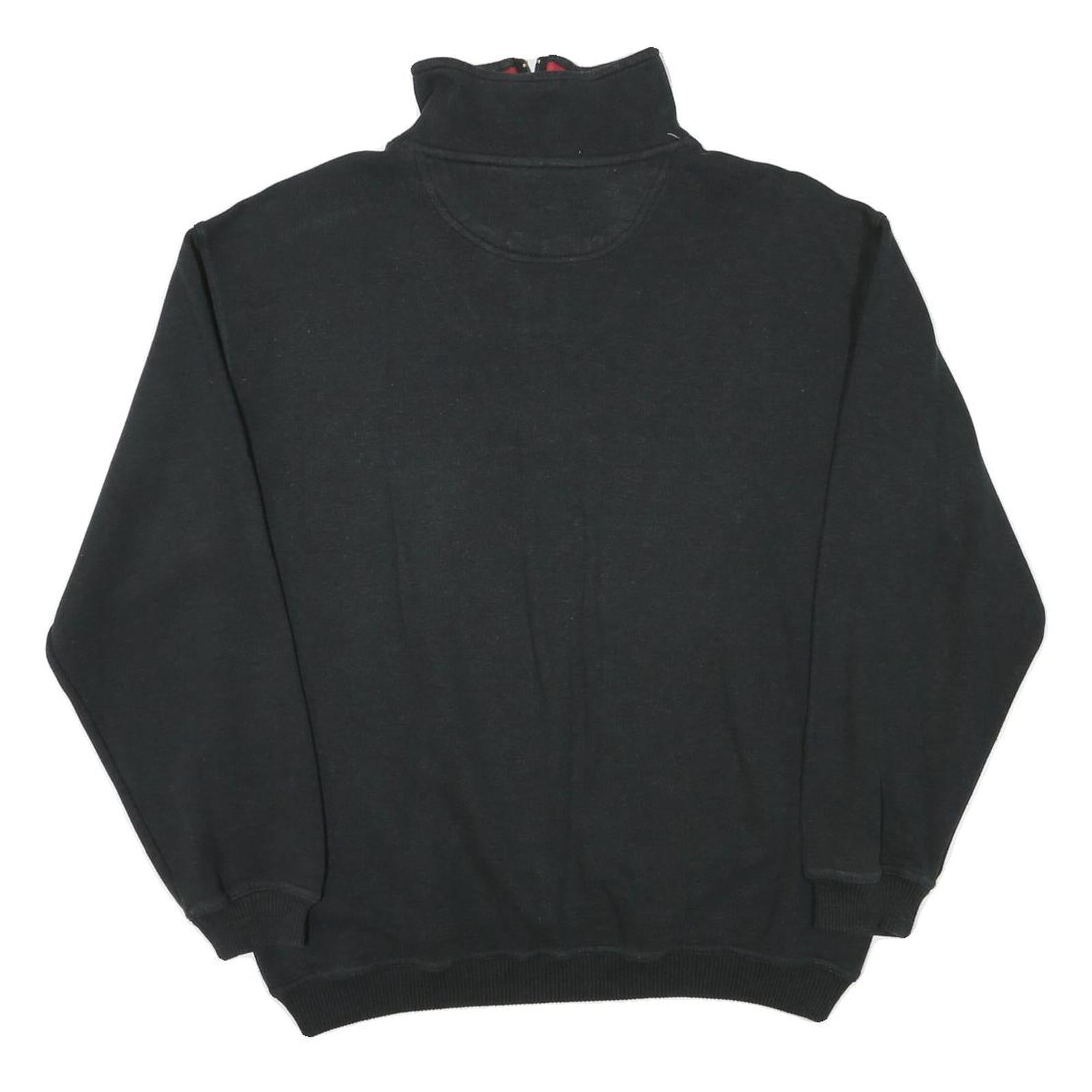 GREYSTONE Mens Black Cotton Blend Pullover Sweatshirt L Half Zip Casual