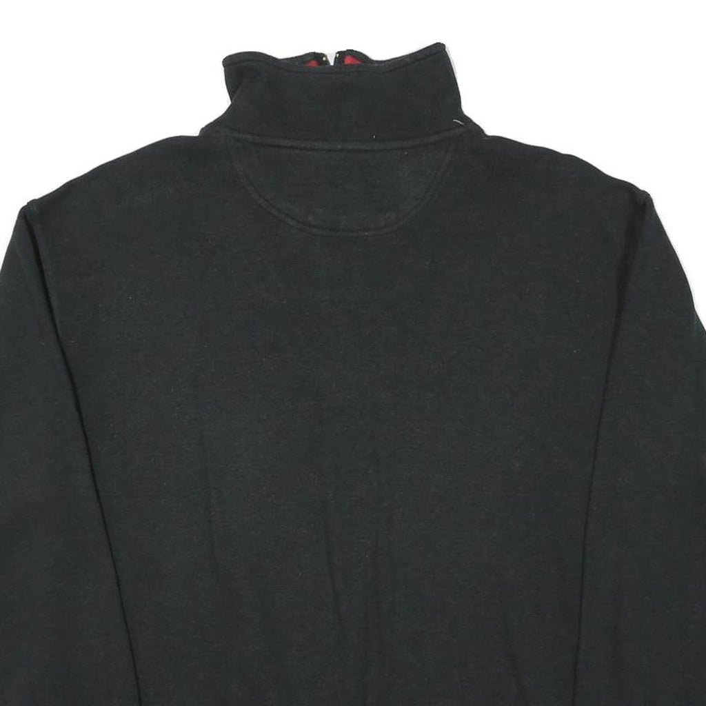 GREYSTONE Mens Black Cotton Blend Pullover Sweatshirt L Half Zip Casual