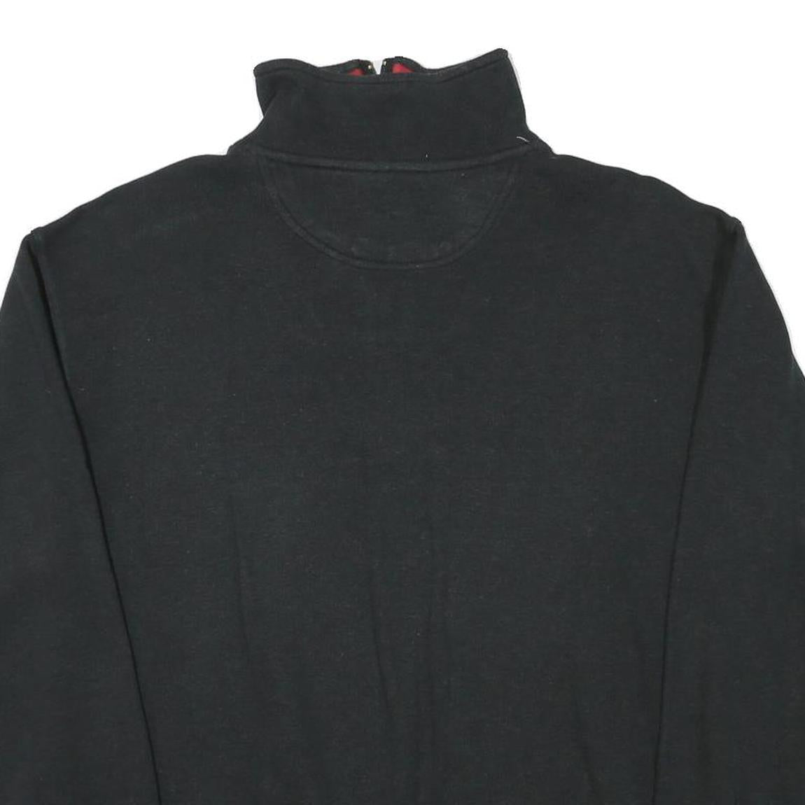 GREYSTONE Mens Black Cotton Blend Pullover Sweatshirt L Half Zip Casual