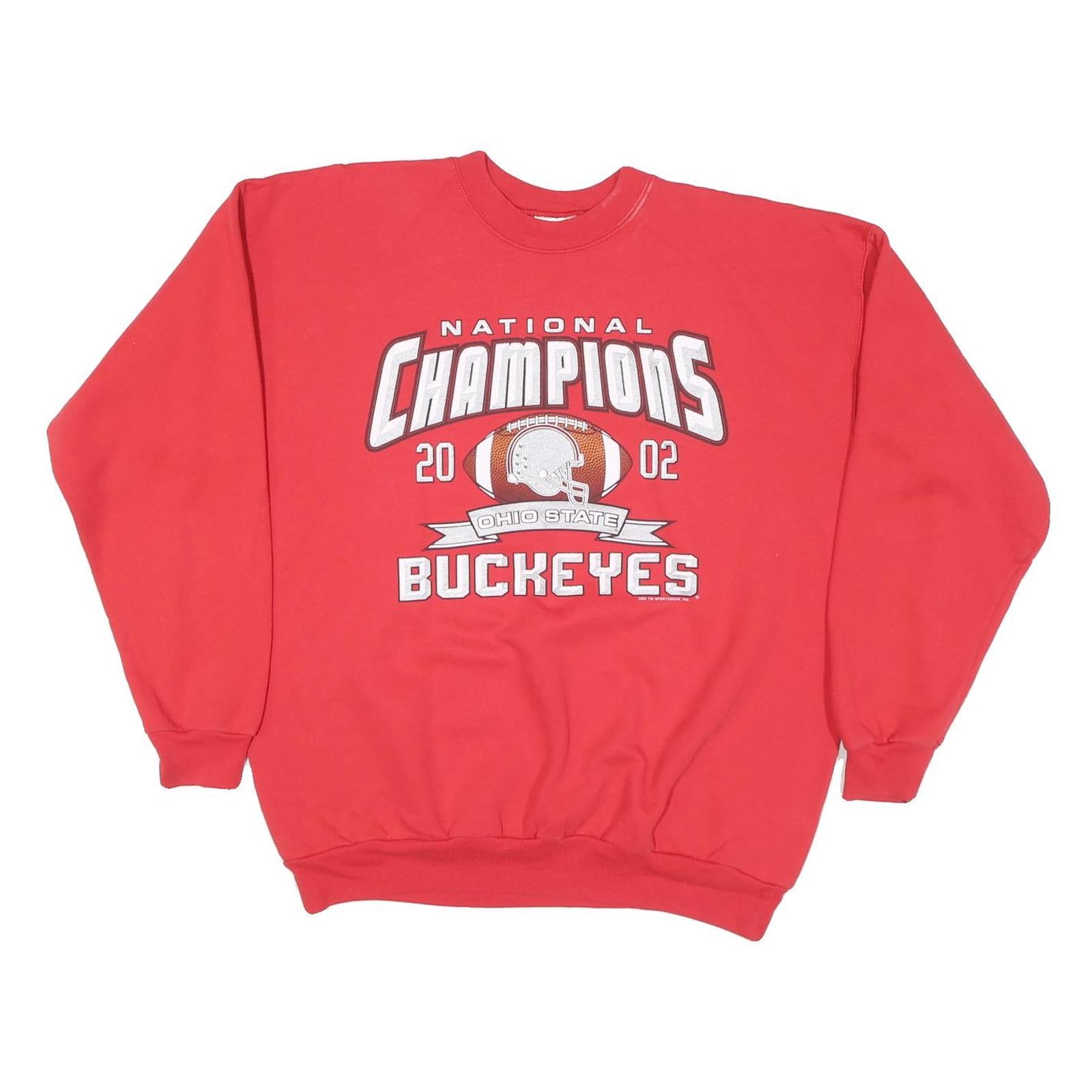 HANES Mens Red National Champions Ohio State Buckeyes Crew Neck L Sweatshirt
