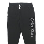 CALVIN KLEIN Mens Joggers Black L W32 L28 Cotton Blend Logo Print Slim Fit