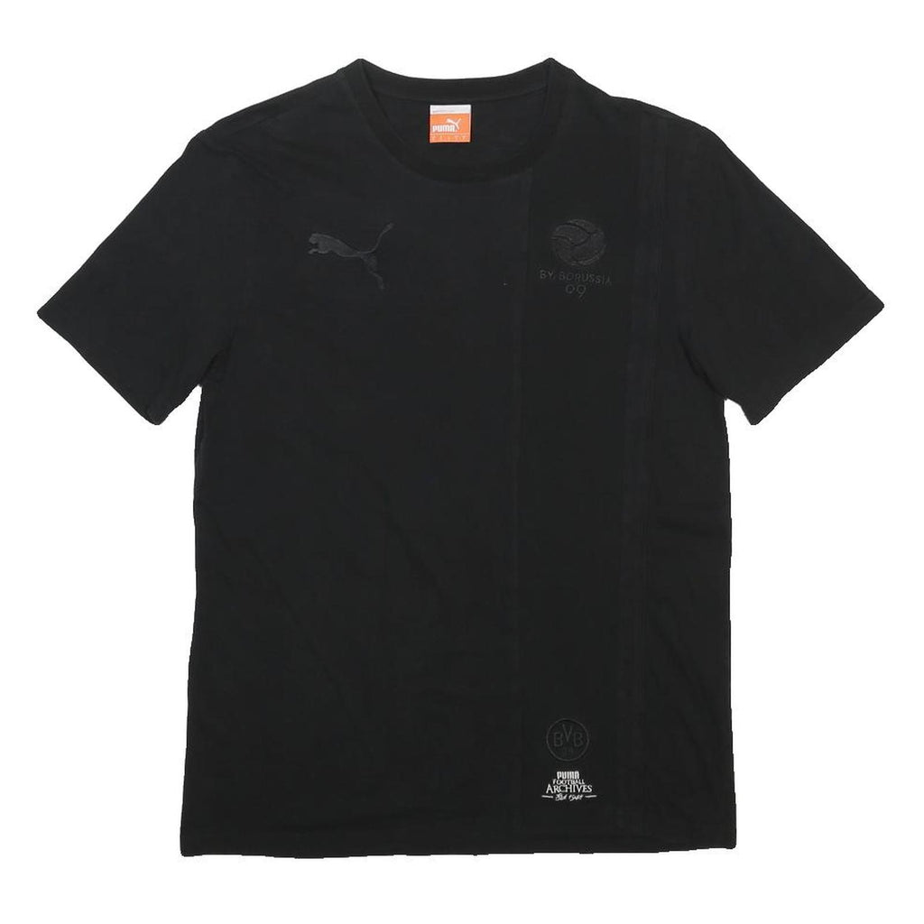 PUMA Mens Black Graphic T-Shirt S Short Sleeve Crew Neck Cotton Blend Logo