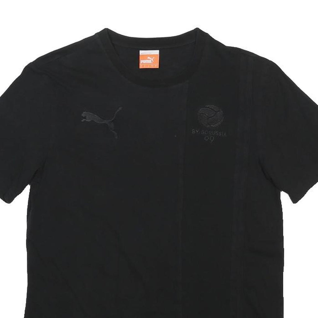 PUMA Mens Black Graphic T-Shirt S Short Sleeve Crew Neck Cotton Blend Logo