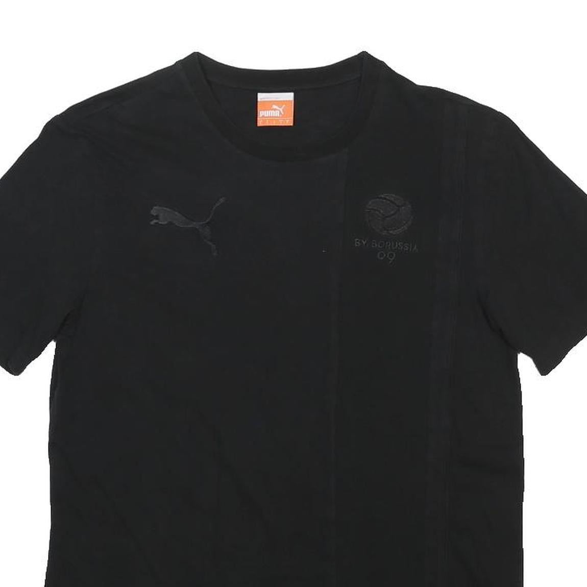 PUMA Mens Black Graphic T-Shirt S Short Sleeve Crew Neck Cotton Blend Logo