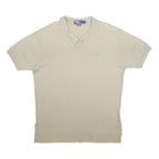 POLO RALPH LAUREN Mens Beige Short Sleeve Plain Polo Shirt L Cotton Classic