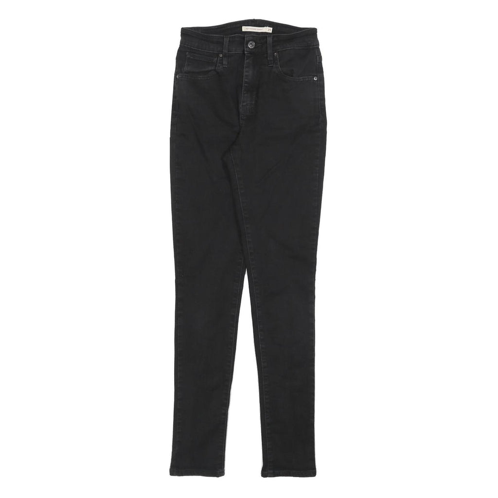 LEVI'S 721 Womens Slim Black Denim Raw Woven W25 L30 Skinny Jeans Zip Closure