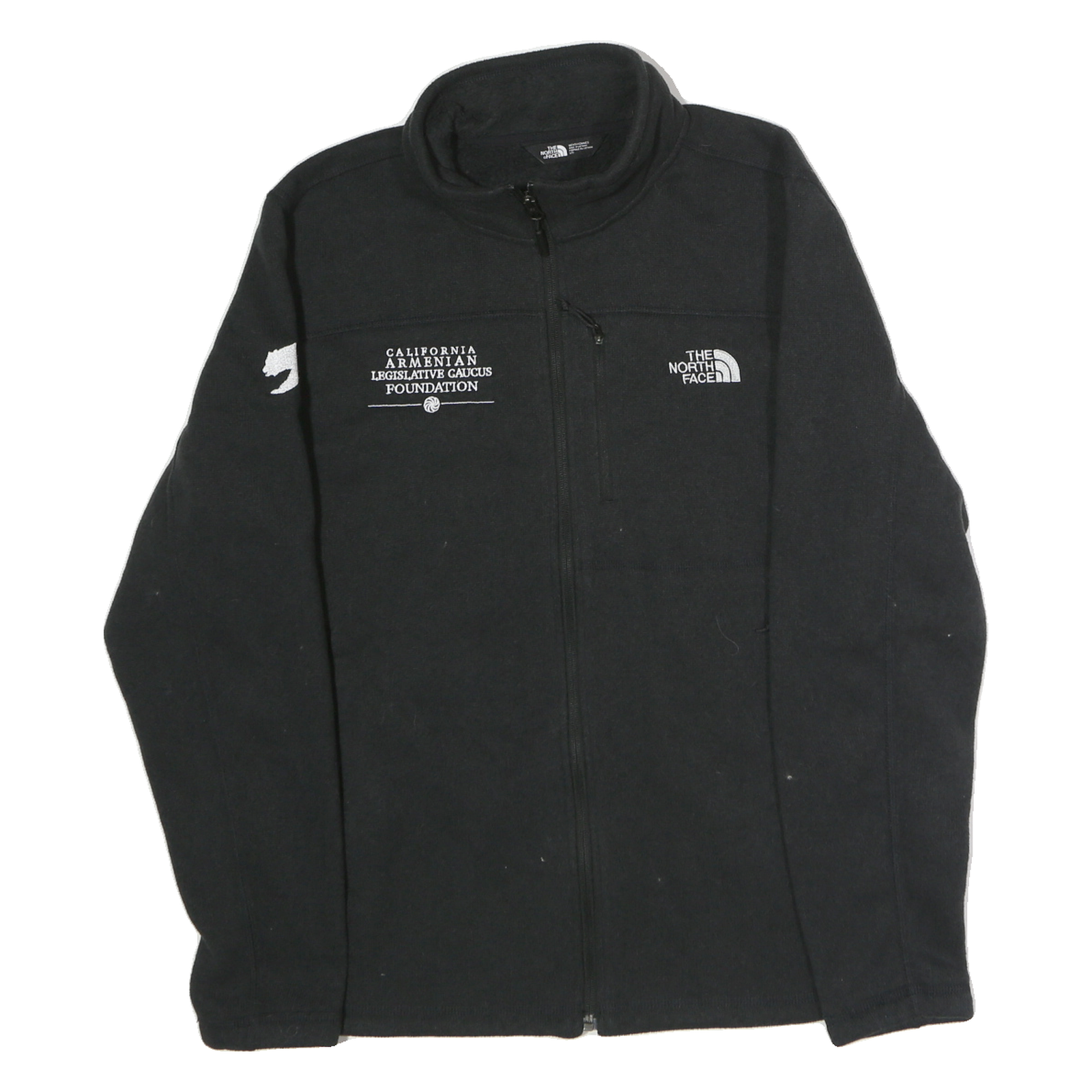 THE NORTH FACE Mens Black Cotton Zip Jacket L Classic Logo California Armenian
