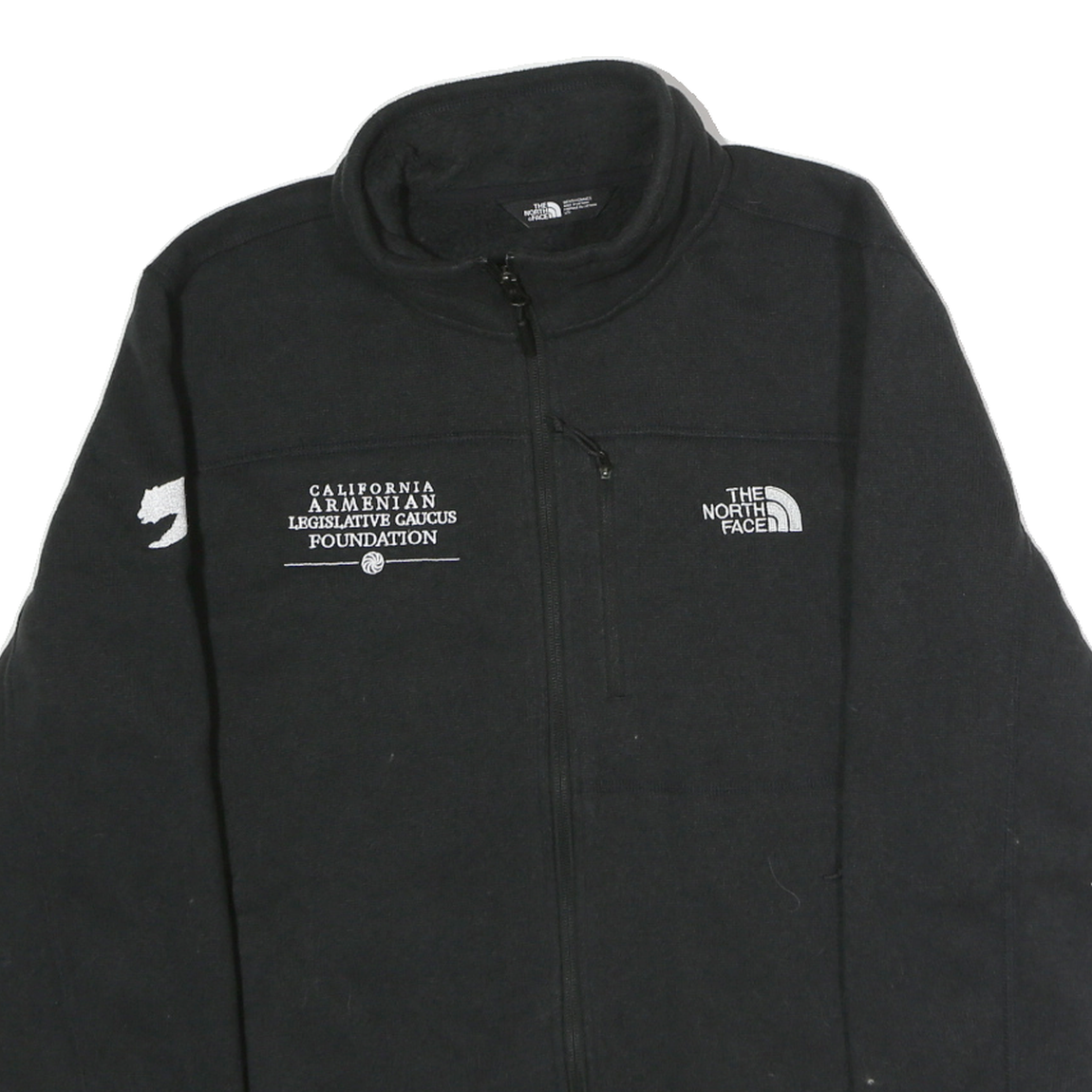 THE NORTH FACE Mens Black Cotton Zip Jacket L Classic Logo California Armenian