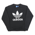 ADIDAS Womens Black Crew Neck UK 6 Sweatshirt Cotton Blend Logo Pullover