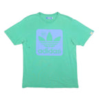 ADIDAS Mens Green & Blue Graphic T-Shirt L Short Sleeve Crew Neck Cotton Blend