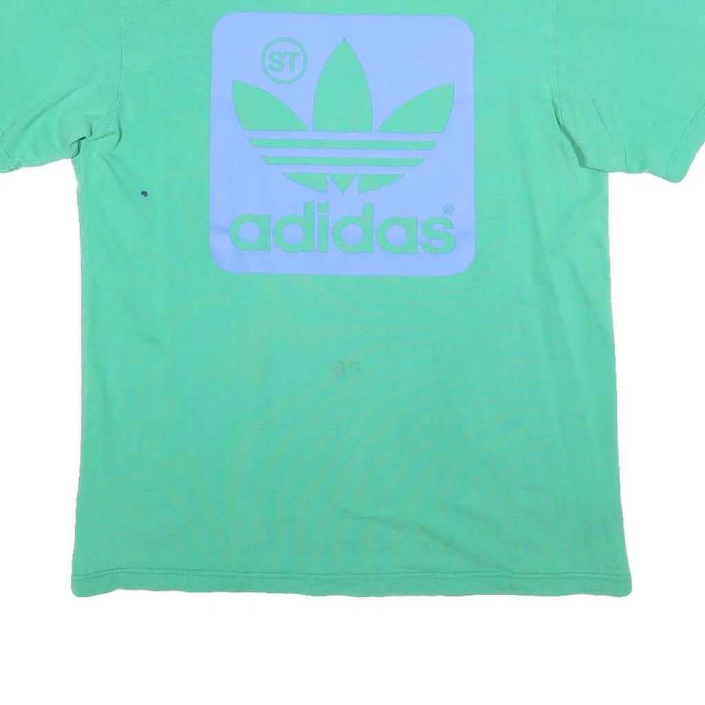 ADIDAS Mens Green & Blue Graphic T-Shirt L Short Sleeve Crew Neck Cotton Blend