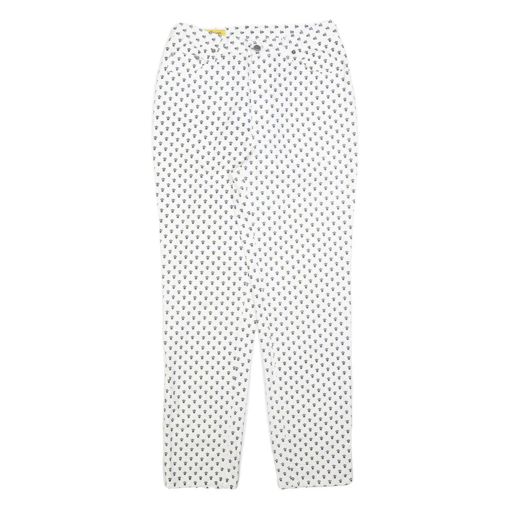 LES OLIVADES Womens White Regular Fit Straight Cotton Blend W28 L30 Printed