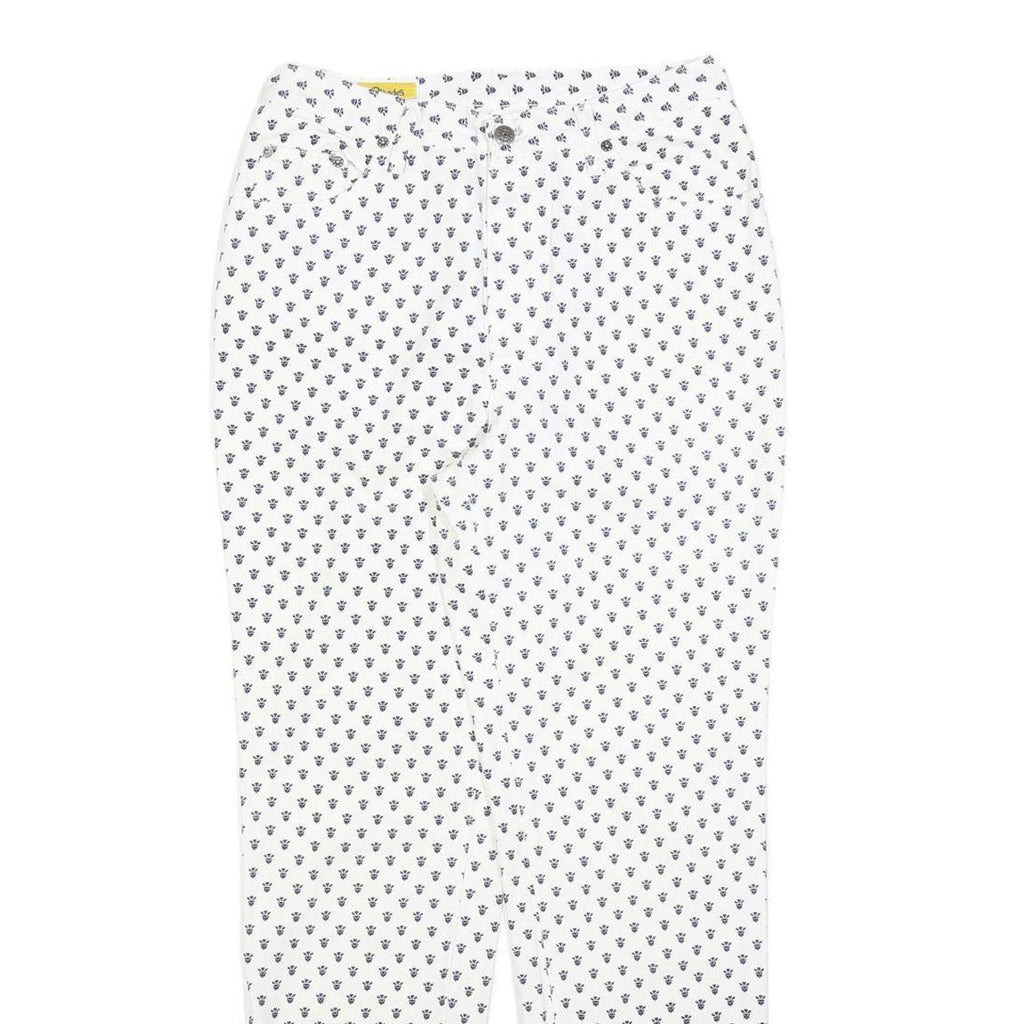 LES OLIVADES Womens White Regular Fit Straight Cotton Blend W28 L30 Printed