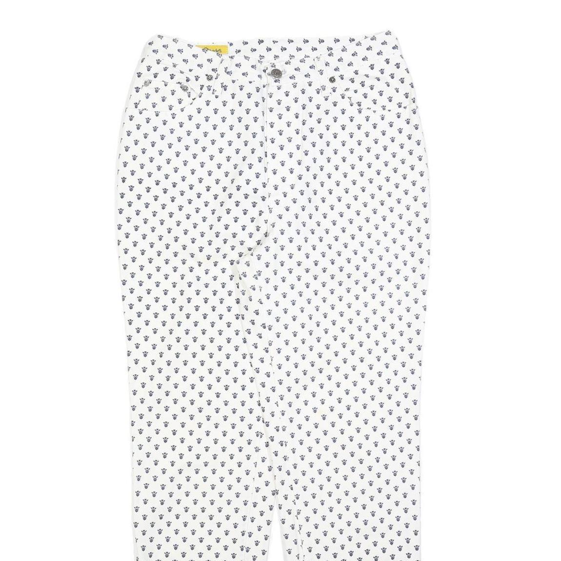 LES OLIVADES Womens White Regular Fit Straight Cotton Blend W28 L30 Printed