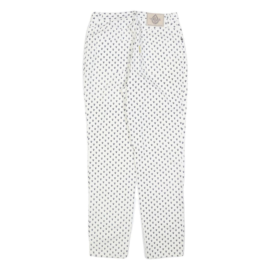 LES OLIVADES Womens White Regular Fit Straight Cotton Blend W28 L30 Printed