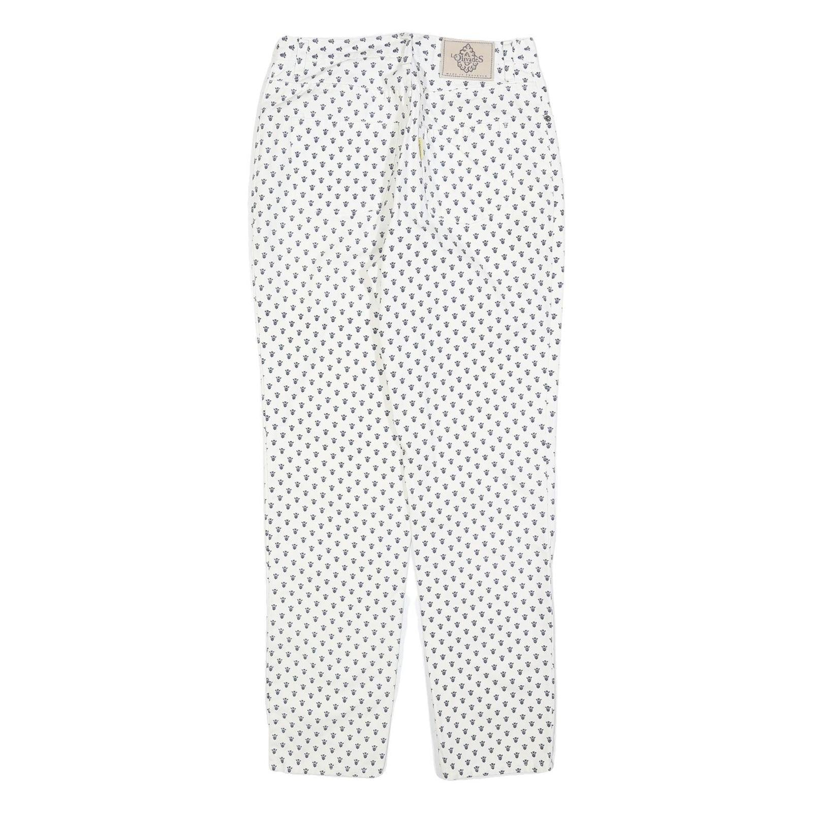 LES OLIVADES Womens White Regular Fit Straight Cotton Blend W28 L30 Printed