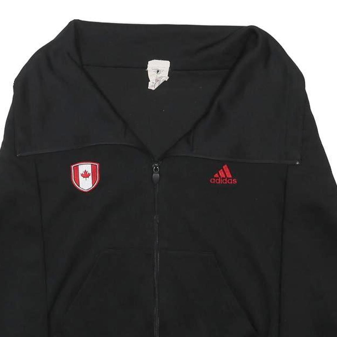 ADIDAS Womens Black & Red Track Jacket L Polyester Zip Casual Sportswear