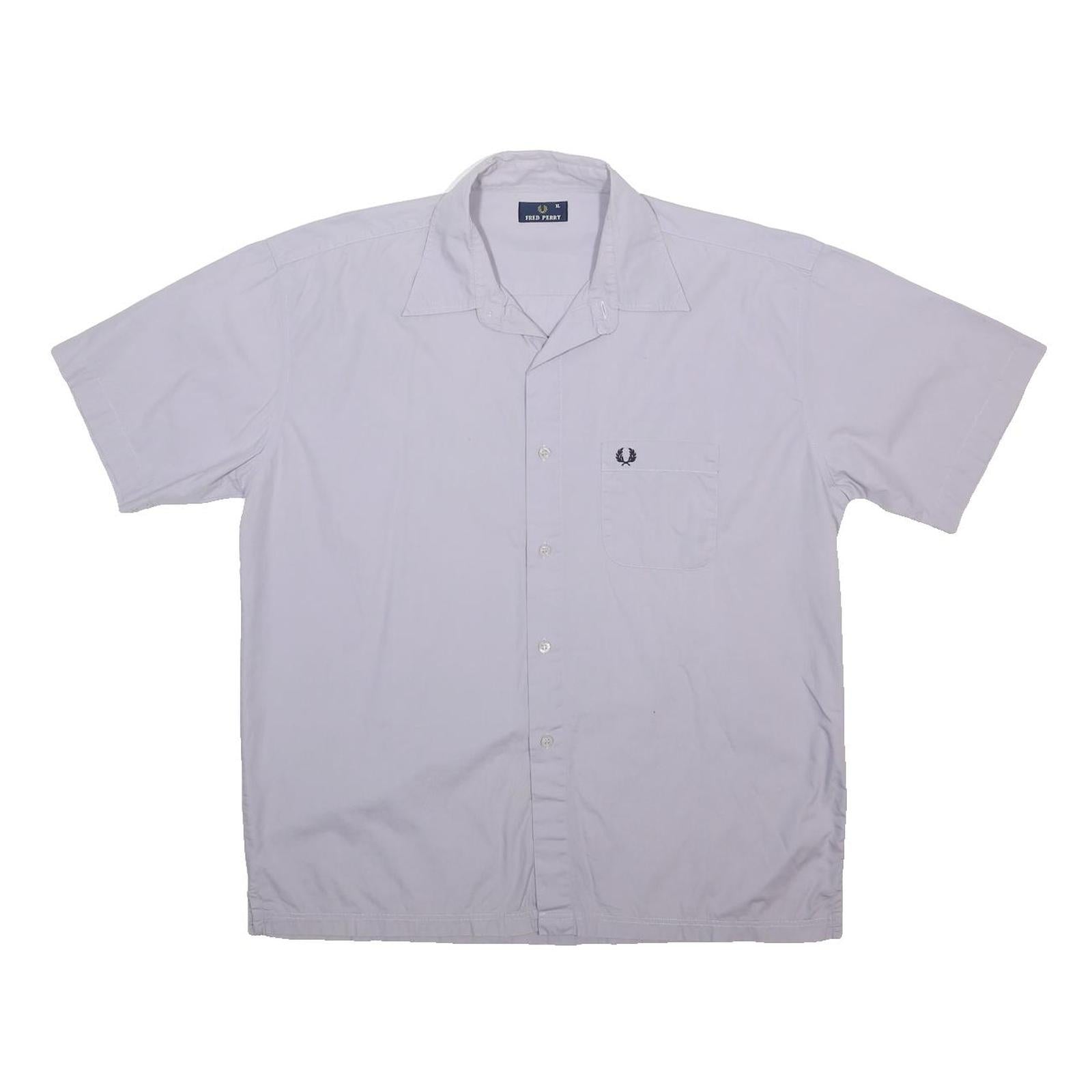 FRED PERRY Mens White Cotton Shirt XL Classic Short Sleeve Button Pocket