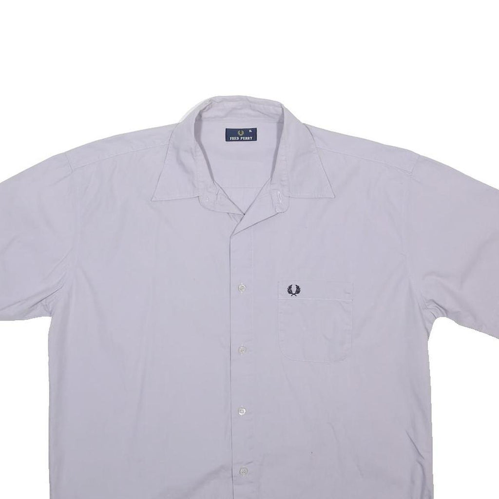 FRED PERRY Mens White Cotton Shirt XL Classic Short Sleeve Button Pocket
