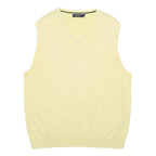 NAUTICA Mens Yellow Cotton Blend Patterned V-Neck Basic Knit L Sleeveless Jumper