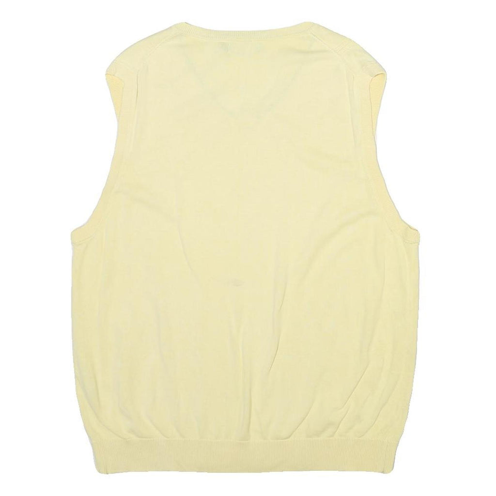 NAUTICA Mens Yellow Cotton Blend Patterned V-Neck Basic Knit L Sleeveless Jumper