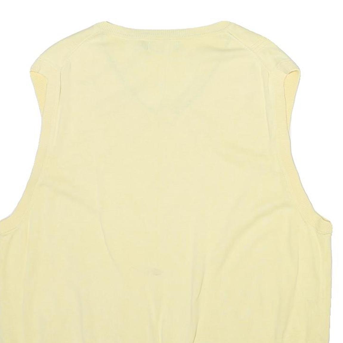 NAUTICA Mens Yellow Cotton Blend Patterned V-Neck Basic Knit L Sleeveless Jumper