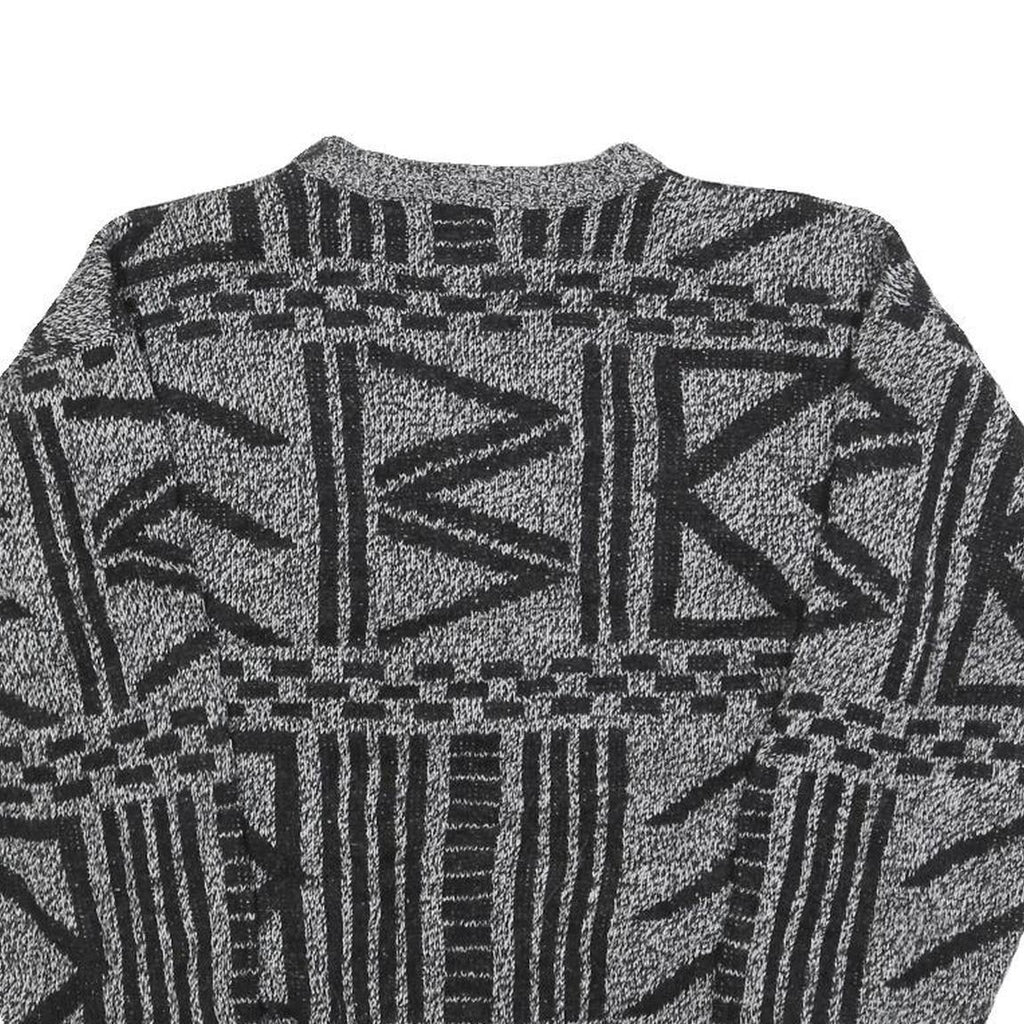 BANNER Womens Black & Grey Patterned Wool Blend Jumper Crew Neck Basic Knit M