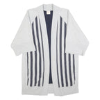 CHAMPION Womens Grey & Black Striped Open Front Cotton Blend Jacket M Relaxed