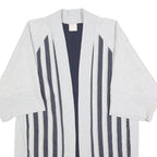 CHAMPION Womens Grey & Black Striped Open Front Cotton Blend Jacket M Relaxed