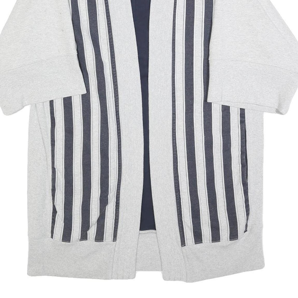 CHAMPION Womens Grey & Black Striped Open Front Cotton Blend Jacket M Relaxed