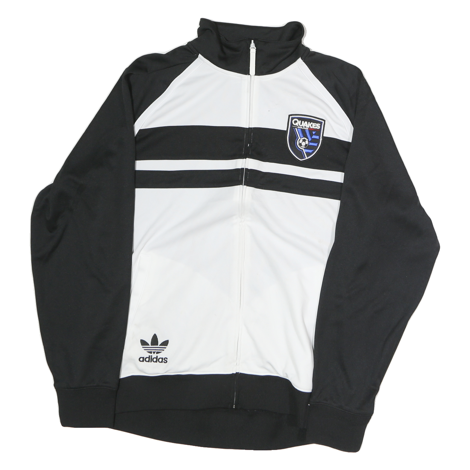 ADIDAS Mens Black & White Quakes Jacket XL Polyester Plain Zip Long Sleeve