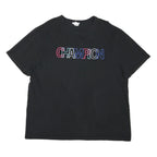 CHAMPION Mens Black Graphic T-Shirt XL Short Sleeve Crew Neck Cotton Blend