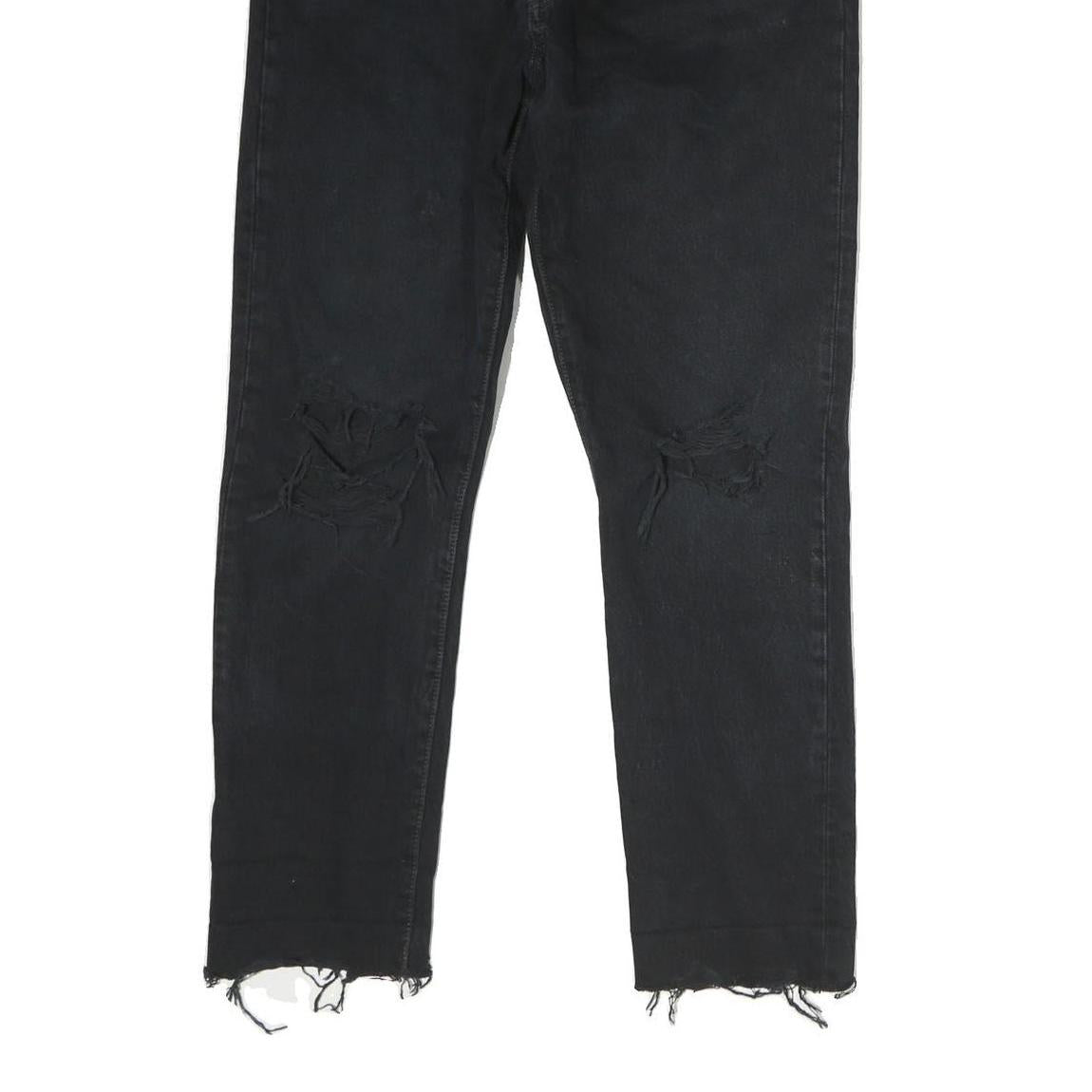 LEVI'S 501 Mens Jeans Black Regular Straight Denim Raw W32 L27 Distressed